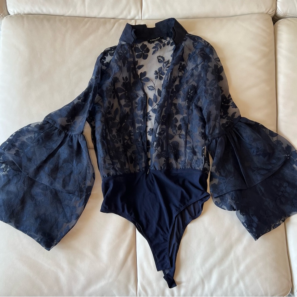 CQ BY CQ Blue Sheer Floral Blouse